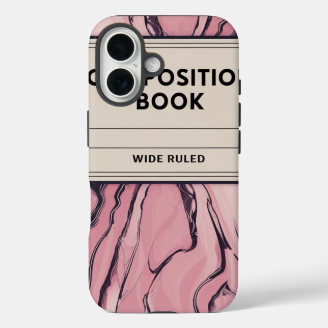 Retro Composition Notebook Style Pink Swirl Case (Back)
