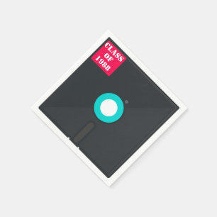 Retro Computer Floppy Disc Blue & Red Nostalgic Napkin