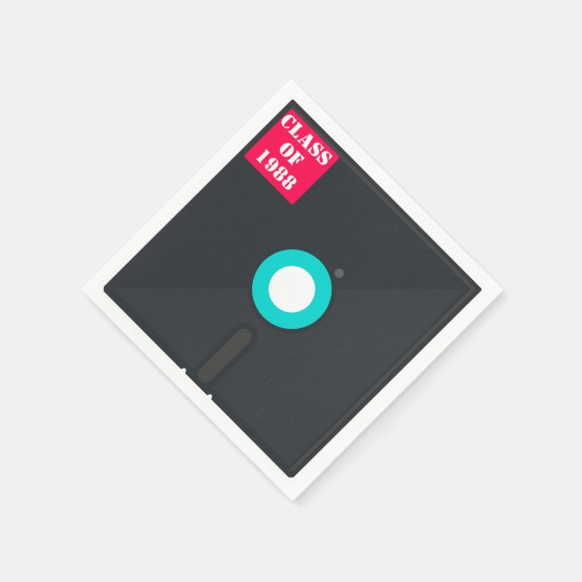 Retro Computer Floppy Disc| Blue & Red Nostalgic Napkin (Corner)