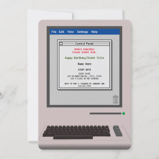 Retro Computer Funny Invitation d'anniversaire