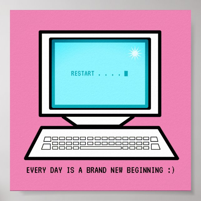 retro computer POSITIVITY PC encouragement Poster (Front)