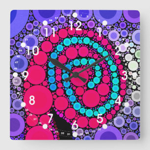 Retro Concentric Circles Cool Swirl Pattern Square Wall Clock