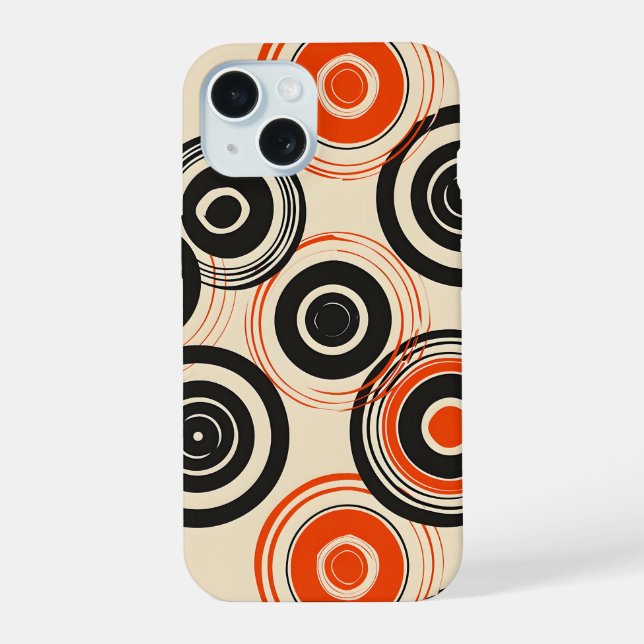 Retro Concentric Circles iPhone 15 Case (Back)