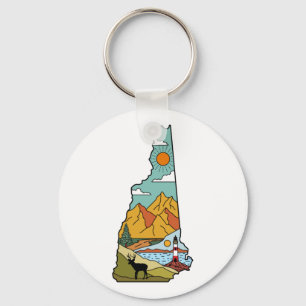 Retro Concord New Hampshire White Mountain Keychain
