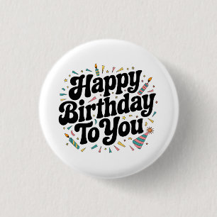 Retro Confetti Birthday 1 Inch Round Button