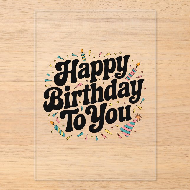 Retro Confetti Birthday Acrylic Invitations (Front)