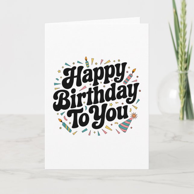 Retro Confetti Birthday Card (Front)