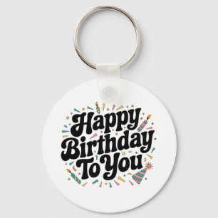 Retro Confetti Birthday Keychain