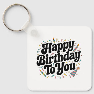 Retro Confetti Birthday Keychain