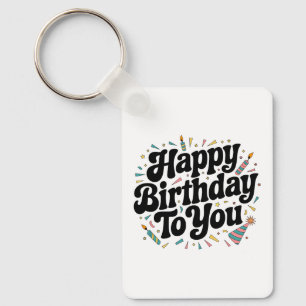 Retro Confetti Birthday Keychain