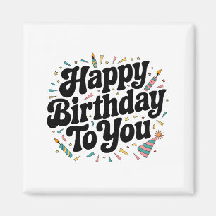 Retro Confetti Birthday Magnet