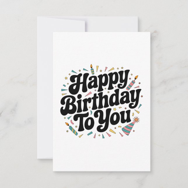 Retro Confetti Birthday RSVP Card (Front)