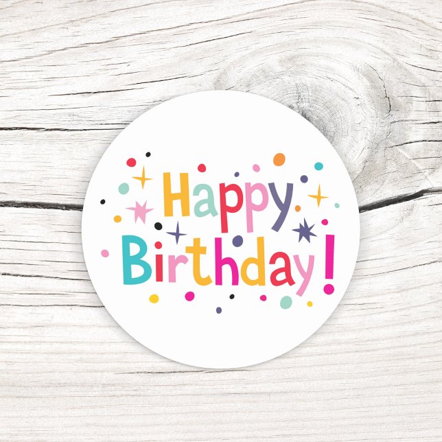 Retro Confetti Birthday Stickers (The perfect vintage touch for your birthday gift bags.)