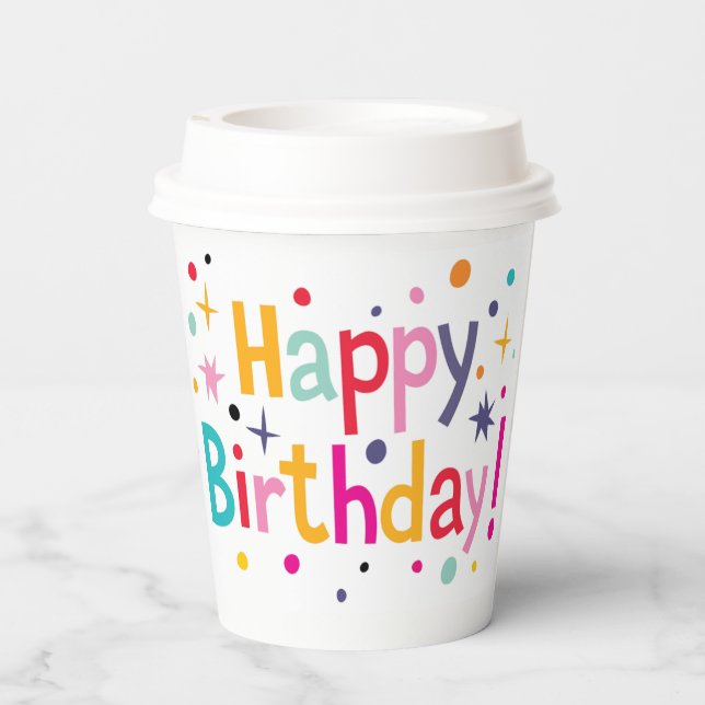 Retro Confetti Personalized Birthday Cups (Back)