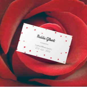 retro confetti - red petals business card