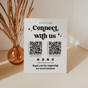 Retro Connect With Us Social Media Sign