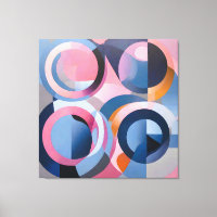 Retro Contemporary Art in Subtle Tints Pink Blue