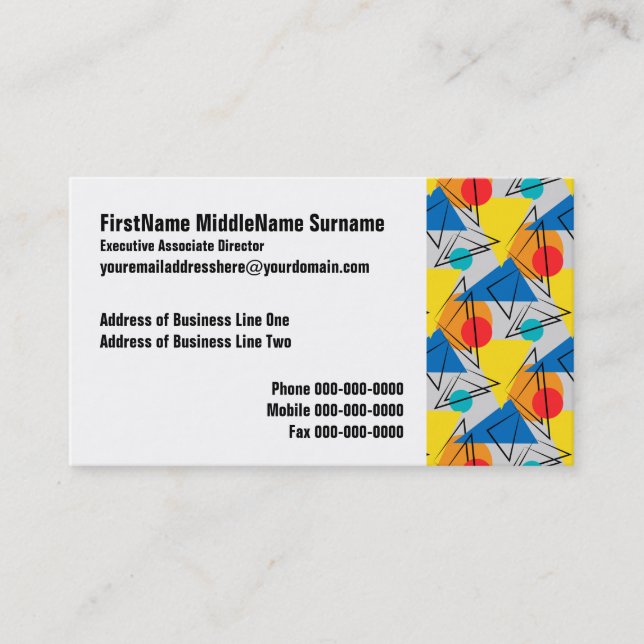 Retro Contemporary Geometric Colourful Pattern Business Card (Front)