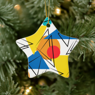 Retro Contemporary Geometric Colourful Pattern Ceramic Ornament