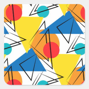 Retro Contemporary Geometric Colourful Pattern Square Sticker