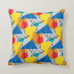 Retro Contemporary Geometric Colourful Pattern Throw Pillow