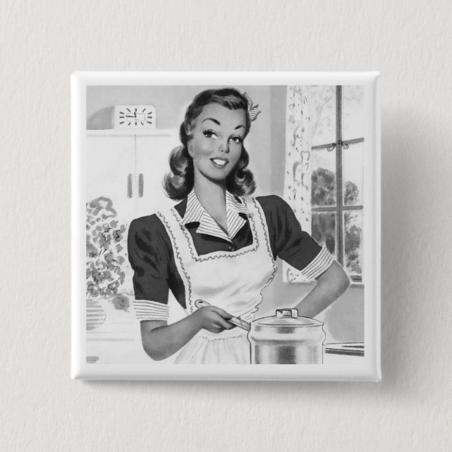 Retro Cook 2 Inch Square Button (Front)