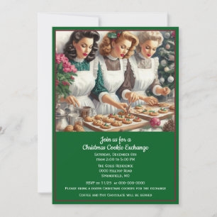 Retro Cookie Exchange Christmas  Invitation