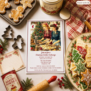 Retro Cookie Exchange Christmas Invitation