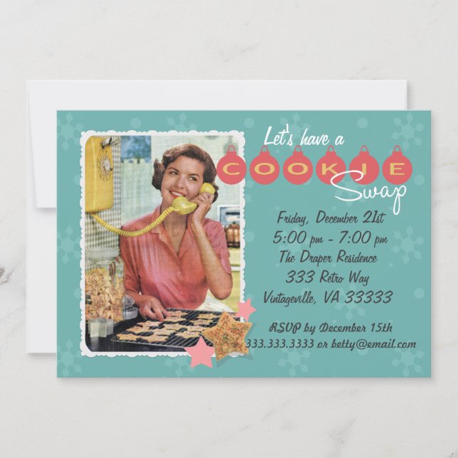 Retro Cookie Swap Holiday Party Invitation (Front)