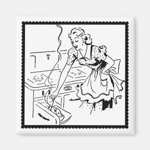 Retro Cooking Mom Magnet
