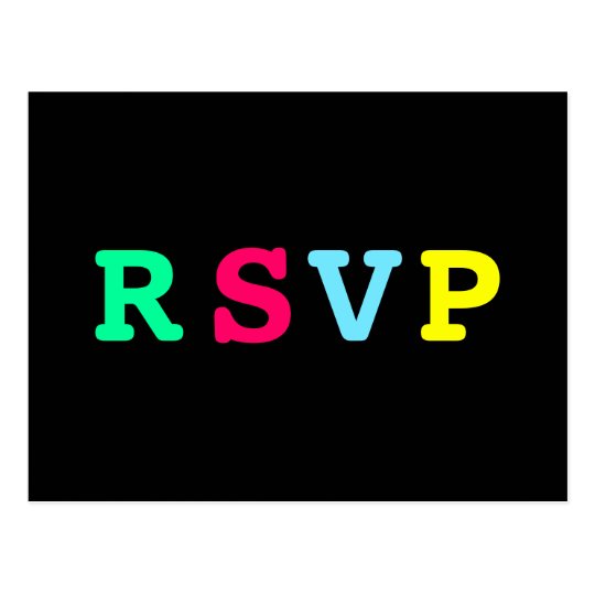 Retro Cool Black Colourful RSVP Postcard
