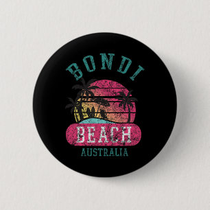 Retro Cool Bondi Beach Australia Beaches Distresse 2 Inch Round Button