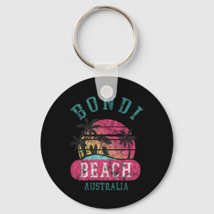 Retro Cool Bondi Beach Australia Beaches Distresse Keychain