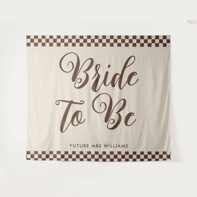 Retro Cool bride to be Bridal Shower Backdrop Tapestry (Front (Horizontal))