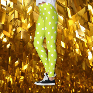 Retro Cool Chic Green Polka Dots Pattern Fashion Leggings
