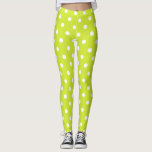 Retro Cool Chic Green Polka Dots Pattern Fashion Leggings<br><div class="desc">Custom, retro, cool, cute, chic, stylish, trendy, breathable, hand sewn, white polka dots on light green pattern womens full length fashion travel workout sports yoga gym running leggings pants, that stretches to fit your body, hugs in all the right places, bounces back after washing, and doesn't lose their shape on...</div>