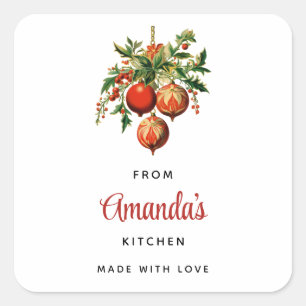 Retro Cool Christmas Tree Decorations Kitchen Square Sticker