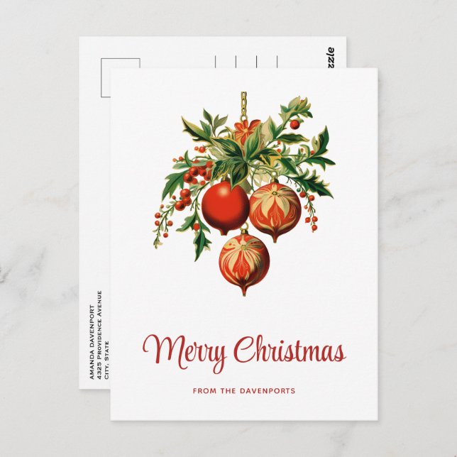 Retro Cool Christmas Tree Decorations Postcard (Front/Back)