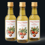 Retro Cool Christmas Tree Decorations Wine Label<br><div class="desc">Bottle labels with a vintage style illustration. 3 red Christmas baubles surrounded by green holly and berries. Stylish retro design.</div>