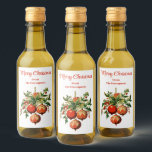 Retro Cool Christmas Tree Decorations Wine Label<br><div class="desc">Bottle labels with a vintage style illustration. 3 red Christmas baubles surrounded by green holly and berries. Stylish retro design.</div>