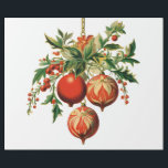 Retro Cool Christmas Tree Decorations Wrapping Paper<br><div class="desc">Wrapping paper with a vintage style illustration. 3 red Christmas baubles surrounded by green holly and berries. Stylish retro design.</div>