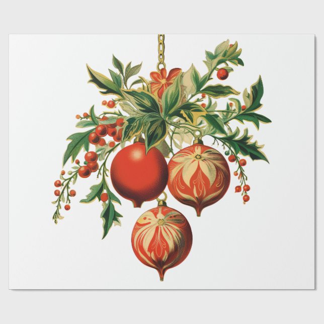 Retro Cool Christmas Tree Decorations Wrapping Paper (Flat)