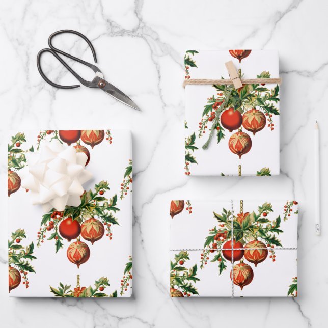 Retro Cool Christmas Tree Decorations Wrapping Paper Sheet (Front)
