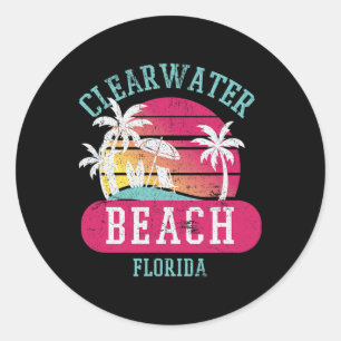 Retro Cool Clearwater Beach Original Florida Sunse Classic Round Sticker