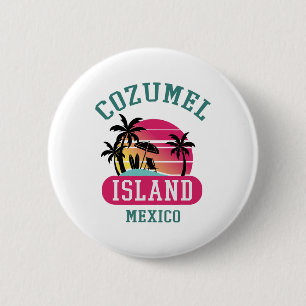 Retro Cool Cozumel Original Mexico Beaches Sunset 2 Inch Round Button