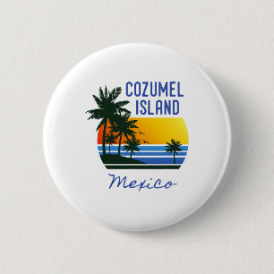 Retro Cool Cozumel Original Mexico Beaches Women M 2 Inch Round Button