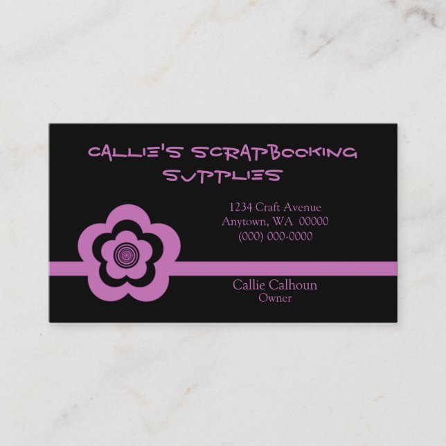 Retro Cool Flower Business Card, Lavender Business Card (Front)