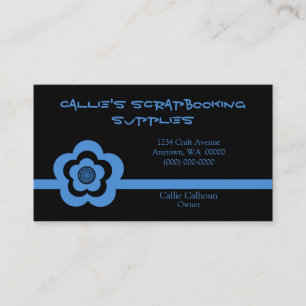 Retro Cool Flower Business Card, Light Blue Card