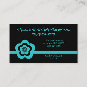 Retro Cool Flower Business Card, Turquoise Business Card
