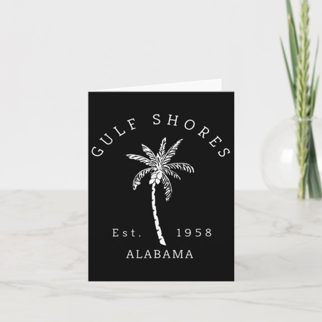 Retro Cool Gulf Shores Al Beach Palm Tree Graphic  Card (Front)